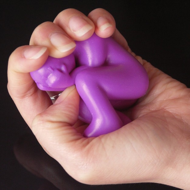 A stress ball curled up in fetal position, which is also probably what you'll look like while using it.