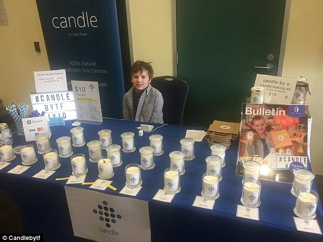 Tadyn Flood, nine, has launched a $15,000-a-year scented-candle business