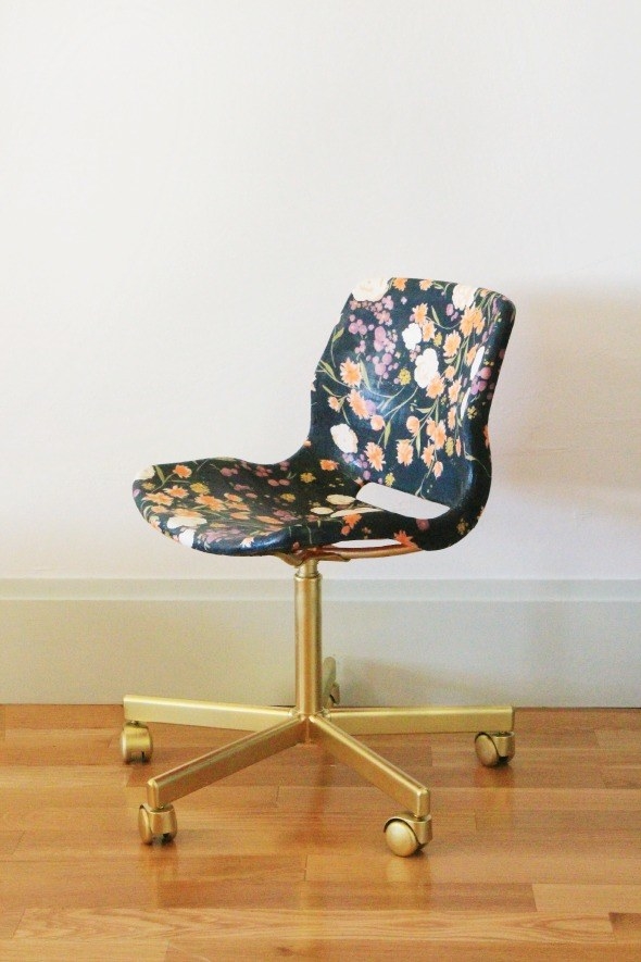 Cover a Vågsberg chair in your favorite fabric so that your legs aren't sticking to plastic.