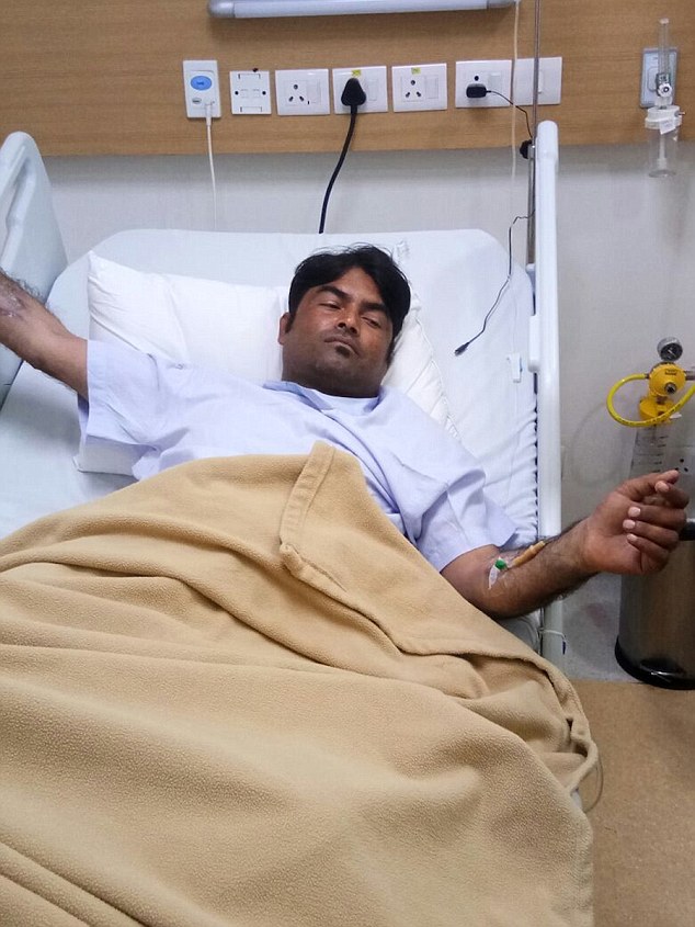Ved Prakash, 31, pictured, is recovering in hospital after his penis was slashed off by his wife