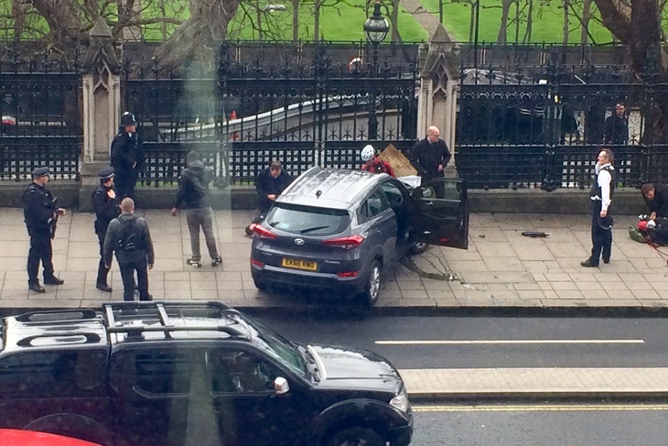 Armed Police opened fire and shot the attacker outside the Houses of Parliament. A vehicle was seen on social media to have crashed into the fence of the palace