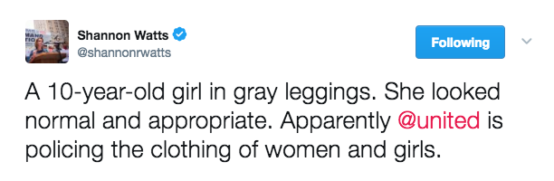 She also noted that '[t]heir father, who was allowed to board with no issue, was wearing shorts.'