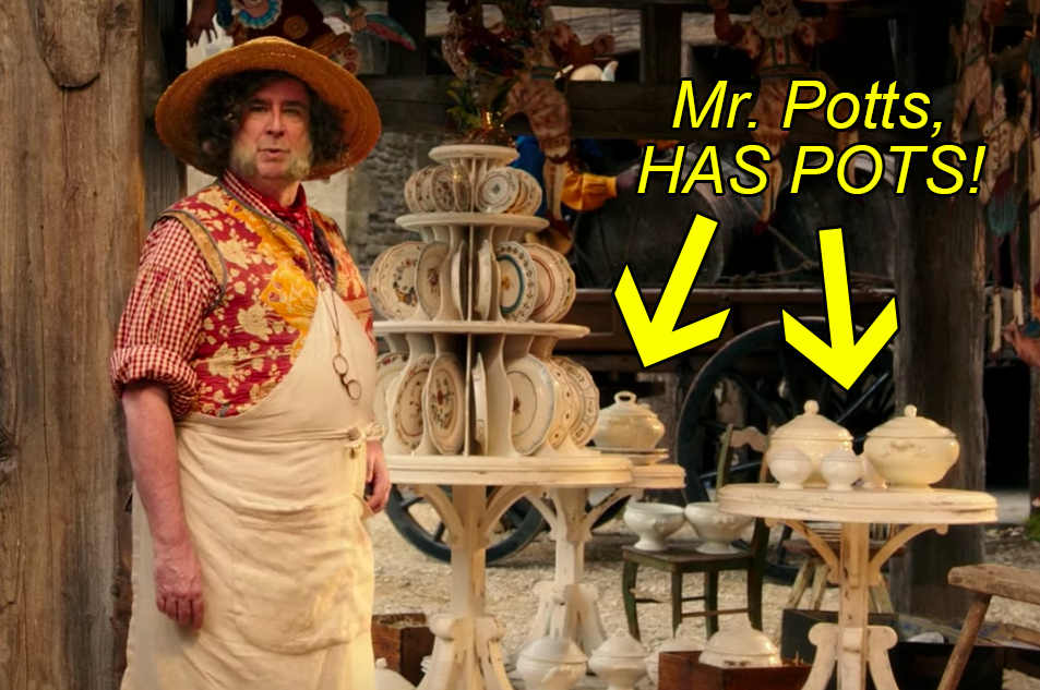 Like Mr. Potts (above) and Cogsworth's wife!