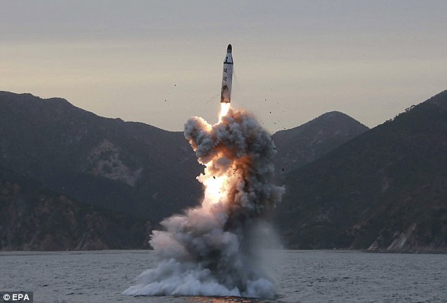 North Korea has launched several missile tests this year, the latest on April 5 when it fired a ballistic missile into the sea off its east coast. It conducted its fifth nuclear test on September 9, 2016 (file picture)