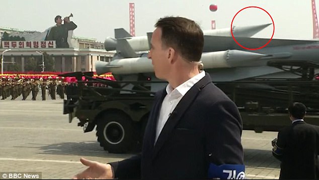 The nose of the missile (circled) has been called into question with some saying the weapon is a fake 
