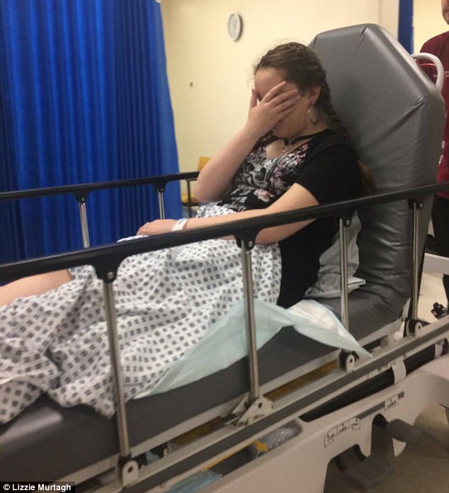 Olivia, 12, is pictured in hospital where medics cleaned up her wounds