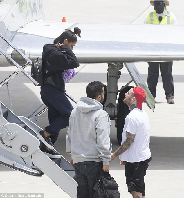 Grande immediately flew home to Boca Raton, Florida after the attack, and was greeted on the tarmac by her boyfriend, Mac Miller