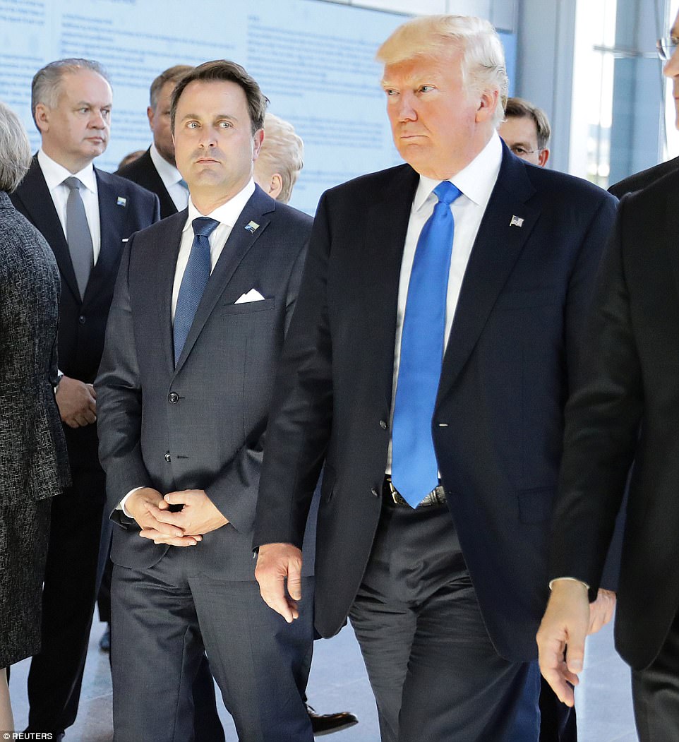 Luxembourg's Prime Minister Xavier Bettel and US President Donald Trump were pictured together before the start of the NATO summit in Brussels