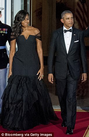 Above the couple is pictured at the state dinner in September 2015