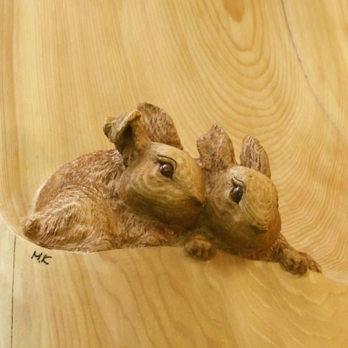小动物木雕