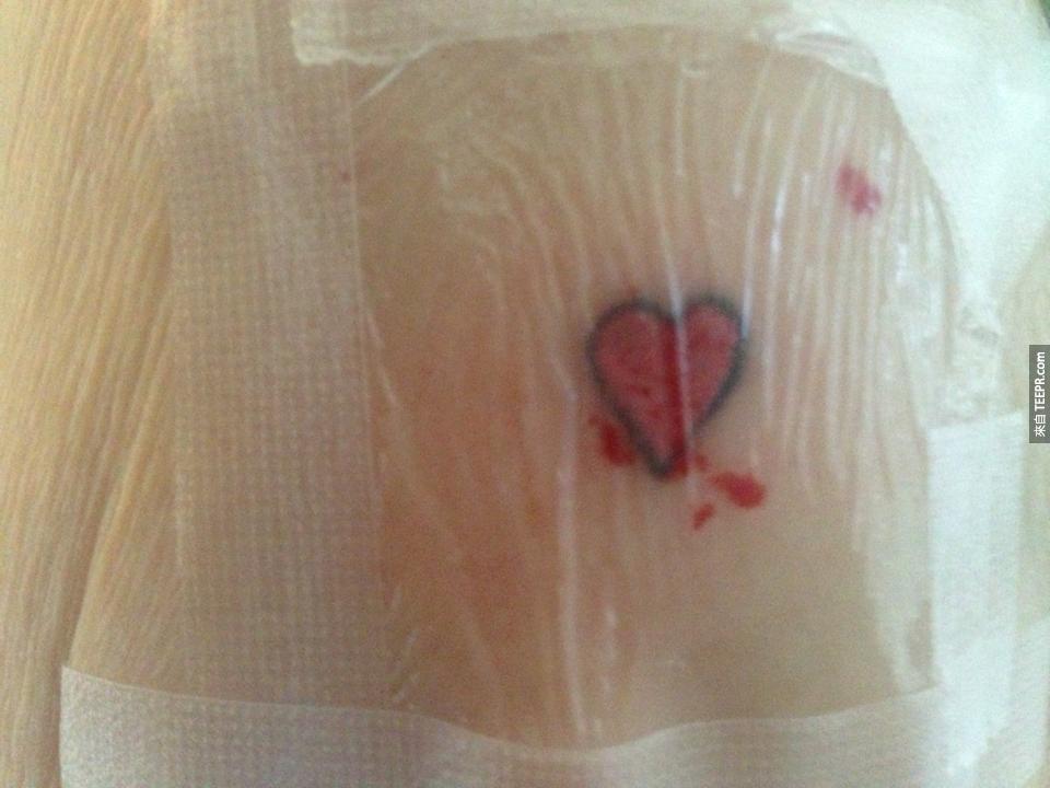 She even got a little heart tattoo.