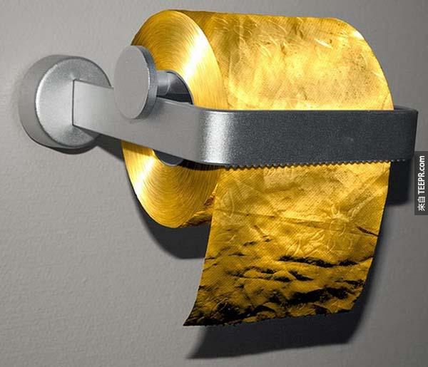 厕纸: 4000万元台比的 3-ply 22克拉的黄金厕纸