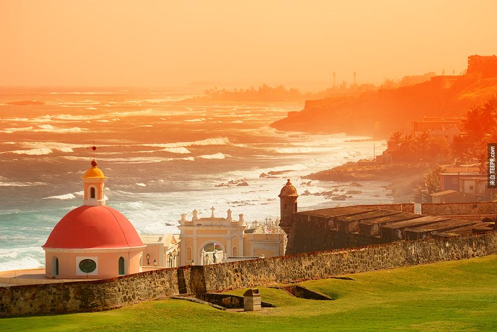 12. 波多黎各 - 圣胡安(Old San Juan, Puerto Rico):  夕阳挥洒在大地的浪漫色泽。