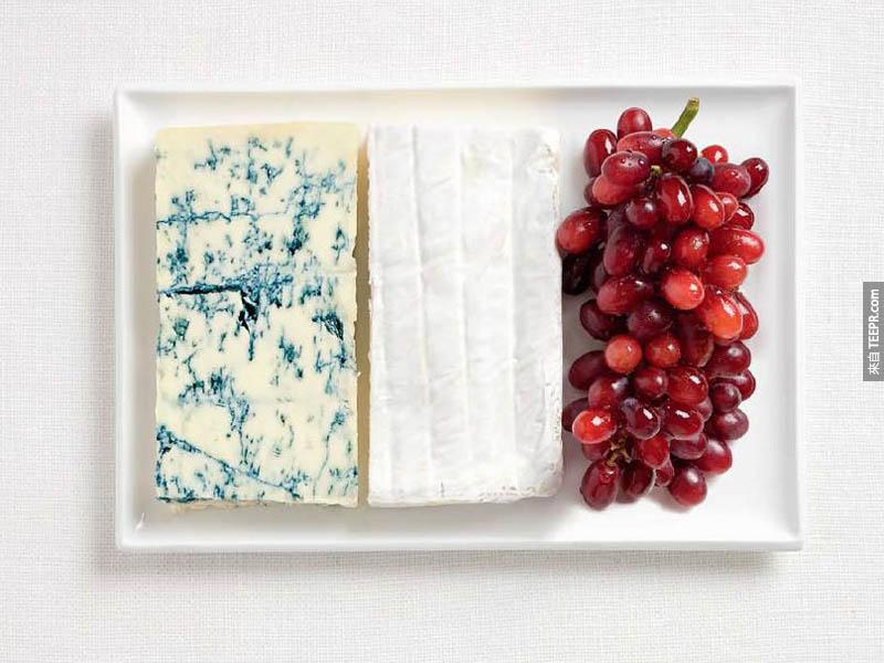 法国 - 蓝乳酪、布里奶酪、葡萄