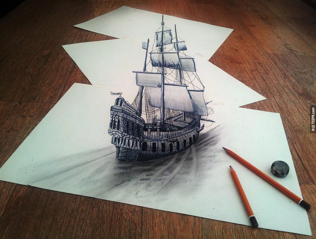 他的3D艺术让这艘船可以环游世界。