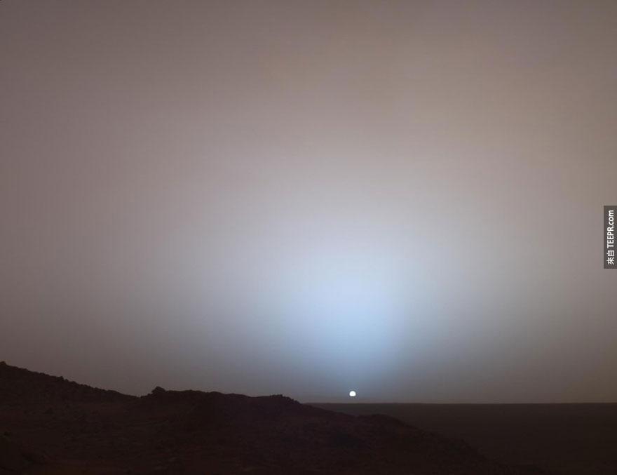 火星上的日出。