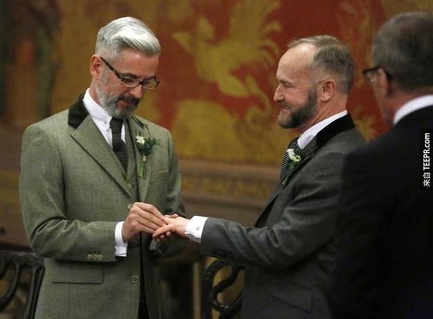 In Brighton, Andrew Wale and Neil Allard also got married shortly after midnight.