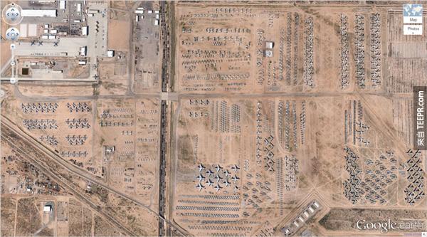 1.) 這個飛機聚骨場 (32 08’59.96″ N, 110 50’09.03″W) 亞利桑那州，圖森