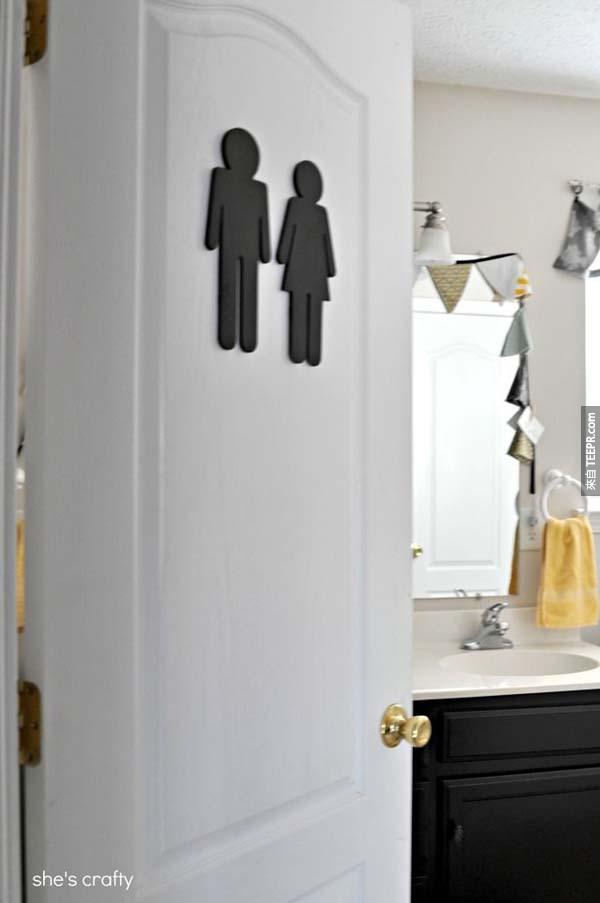 23.) 在廁所上面貼上廁所的標誌，這樣訪客就知道廁所在哪裡了。