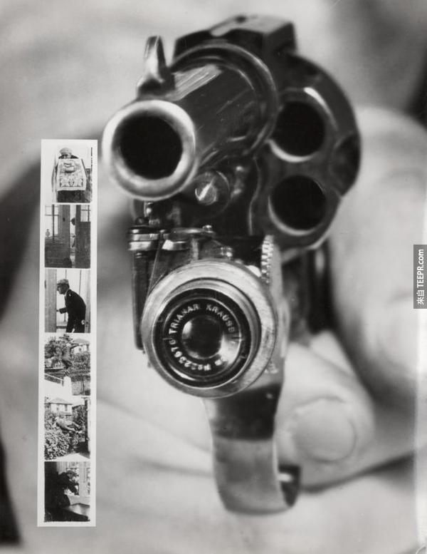 27.) 左輪槍上的照相機。這個是用來做什麼的？市場應該很小吧？