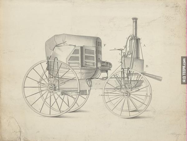 4.) 一台1845年的蒸氣動力汽車