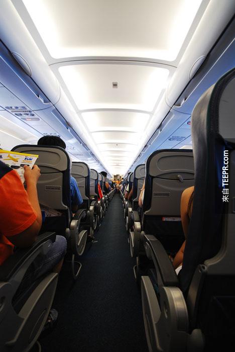 the aisle seat of an airplane