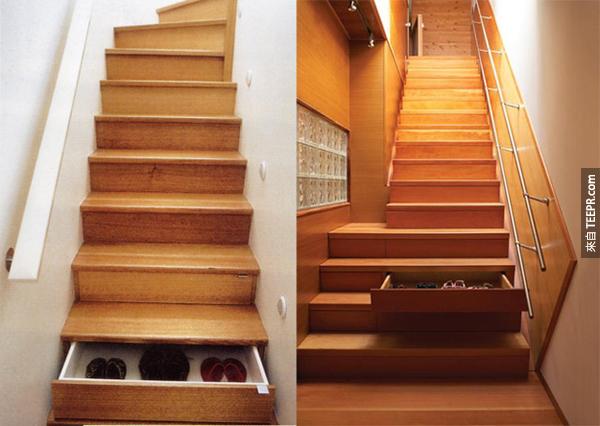 12.) 普通的阶梯太无聊了。这种收纳阶梯才是王道！