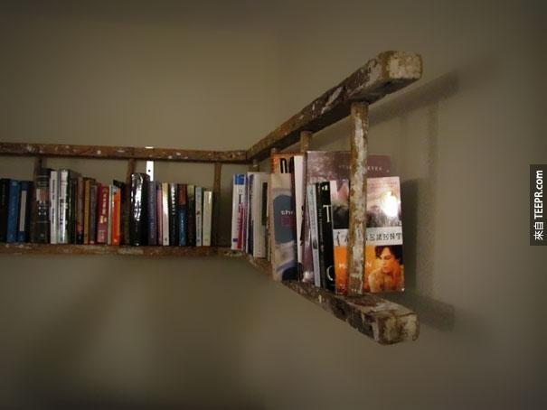 7. 旧的梯子变成书架。