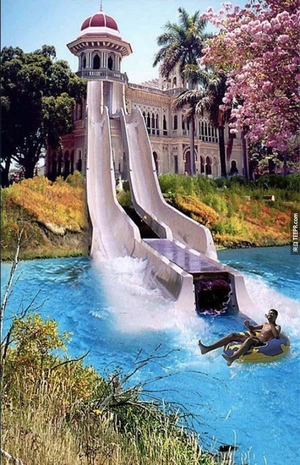 18.) 水上溜滑梯...因為普通的溜滑梯+游泳池太了無新意了...