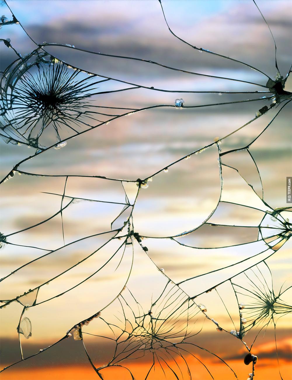 Photographs of Sunsets as Reflected through Shattered Mirrors by Bing Wright sunset mirrors 