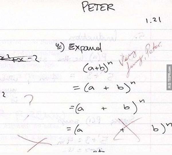 20.) (請"擴展"這個方程式)。答案: (a              +              b)^n。天才！