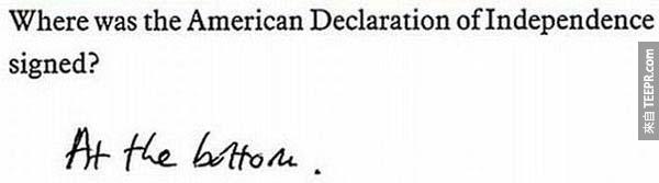 6.) (美國的獨立宣言是簽名在哪裡簽的？)。答案: 最下面...