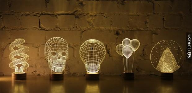 The lamps come in five different shapes.