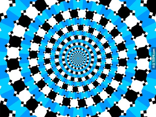 这个螺旋状的图片并不是真的螺旋状喔，它只是圆形组成的，但大脑会认为是螺旋状。