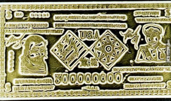 9.) 中国金条密码 (Chinese Gold Bar Ciphers): 1933年，有7条金条发行给在上海的王将军，金条上有图片、文字、还有拉丁字母的密码。