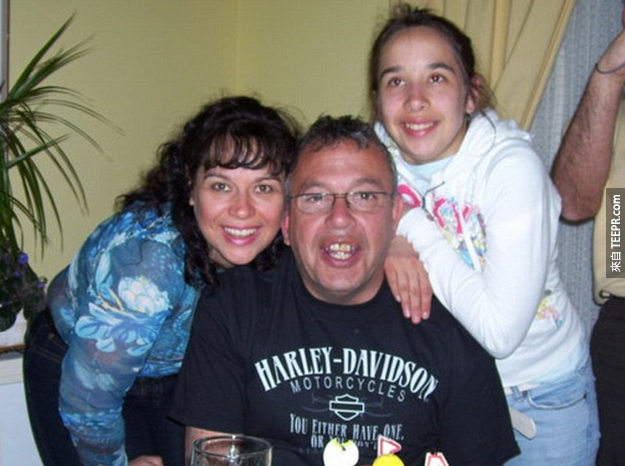 Andre Roy, middle, and his daughter Jessie were killed after his motorcycle collided with the parked car.