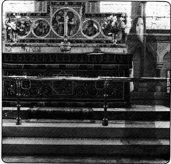 10. Specter of Newby Church - This haunting photo was taken in 1963 by Reverend K. F. Lord in Newby Church in North Yorkshire, England. Allegedly, some photo experts who have examined the photo say that the startling image is not the result of double exposure.