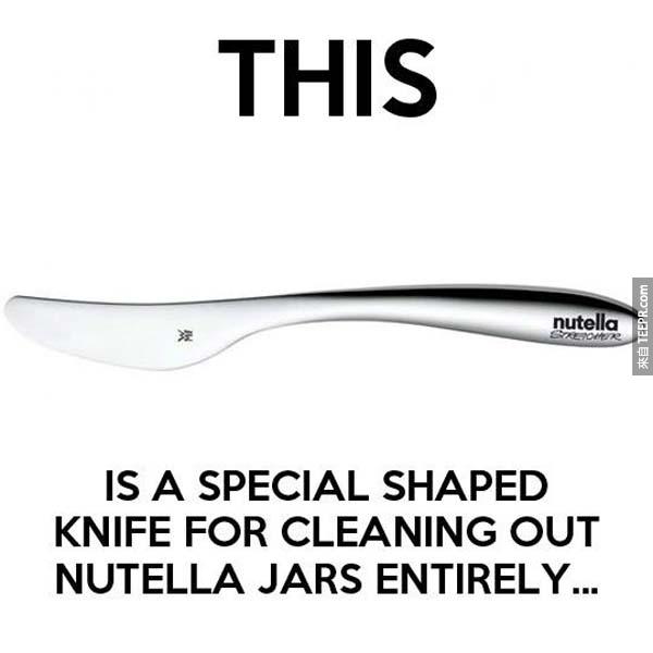 33.)如果你喜欢Nutella榛果花生酱，你一定会需要这把专属刀，它会帮你把花生酱清理得一干二净。