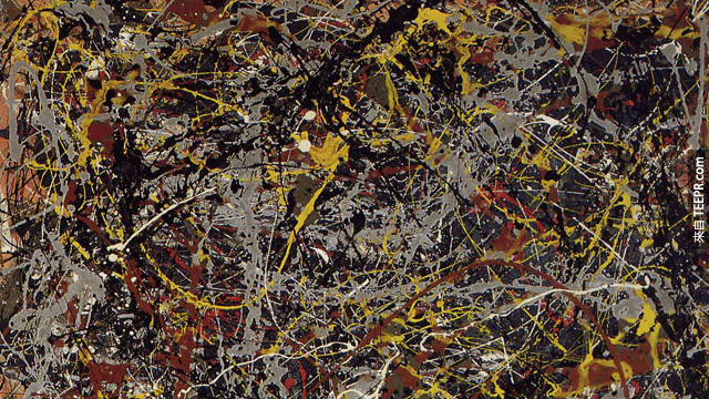 杰克逊·波洛克作品：Number 5， 1948。这一幅画作要价1.4亿美元！ 虽然看不懂他在画什么，但不要怀疑，这一幅画就是要这么贵～