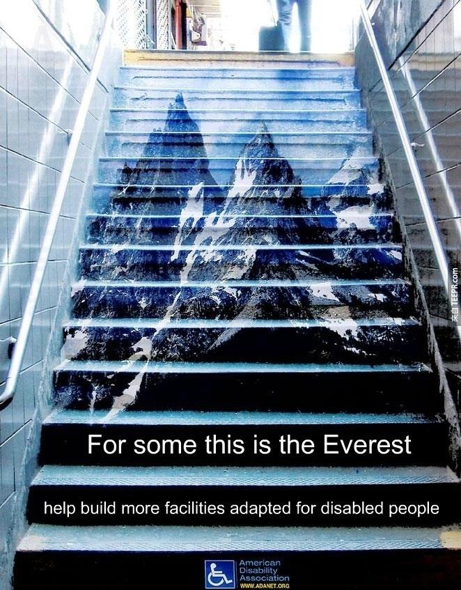 6. 對某些人來說，這就是聖母峰(Everest)：幫助設立更多殘障人士的設施。