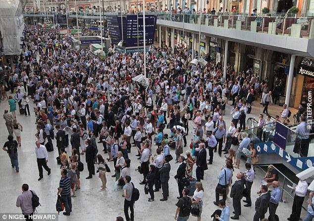 Thousands of commuters pile through Waterloo every morning on their way to business hub, the City of London
