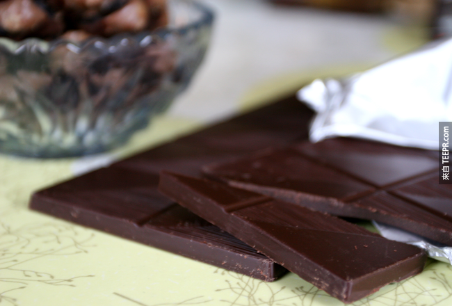 14. 吃黑巧克力可以保護你的皮膚免於陽光的傷害。