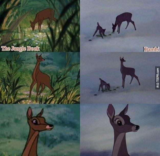20. 小鹿斑比的妈妈也有在《森林王子》里面。