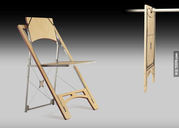 A completely flat folding chair.