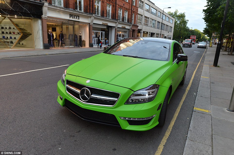 The garish cars are usually the domain of wealthy Arabs. This Mercedes CLS - starting price £82,000 - was parked on Chelsea's Sloane Street in August