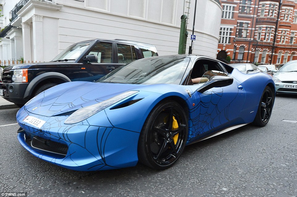 This £50,000-plus Ferrari 456 Italia has been given a spider wrap by its Qatari owner, who was keen to show it off on the streets of central London last month 