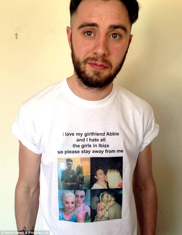 Back off: Leon Connolly, 24, was given this t-shirt to wear on a holiday to Ibiza with friends