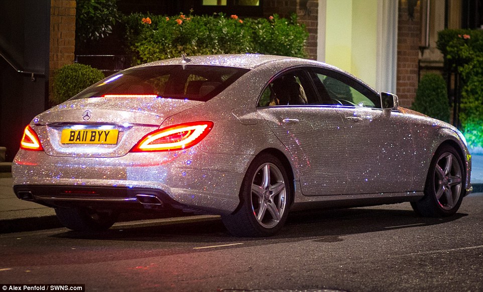 As night fell the vehicle twinkled and sparkled as Miss Radionova drove home. The luxury jacket trader gave it the aptly named registration plate 'baiibyy' 