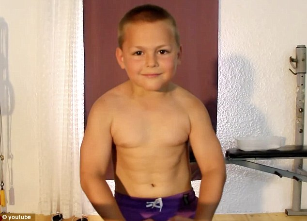 Superboy: Nine-year-old Giuliano Stroe, from the village of Icoana in southern Romania's Olt County, has been pumping iron since he was a toddler, and is now as strong as a nine-year-old can be.