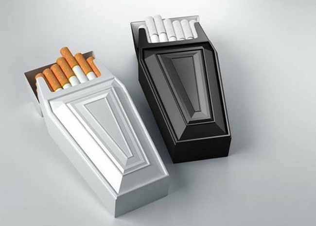 這是給戒煙者最棒的煙盒了，從棺材裡抽出香煙。